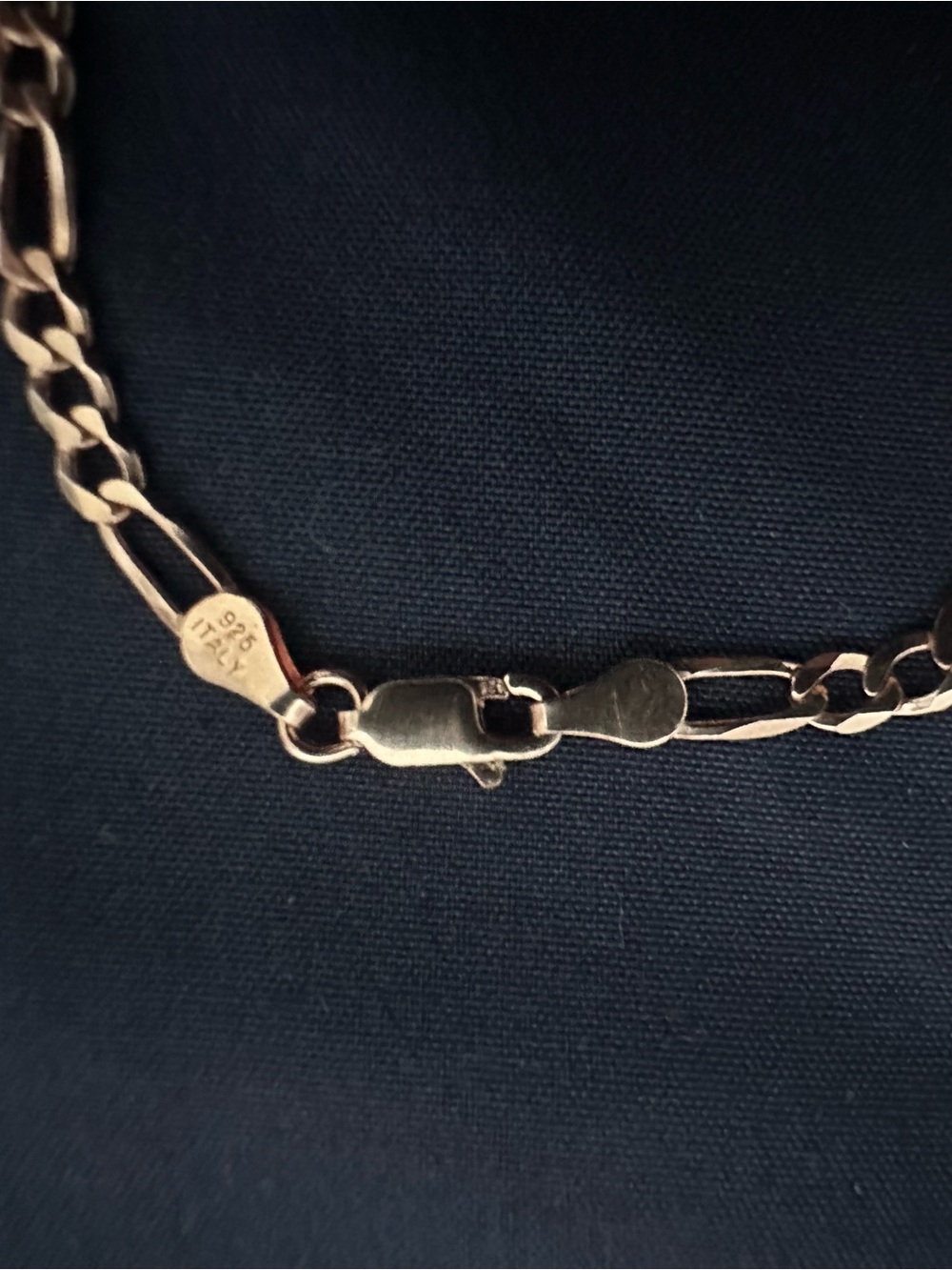 Made in Italy NWT Rose Gold Over .925 Sterling Silver Figaro Bracelet 19cm 7.5" - Picture 4 of 5